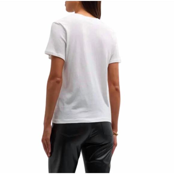 ENZA COSTA Cashmere Loose Short Sleeve Tee Womens XS Cream Crew Neck Relaxed NEW - Picture 2 of 13